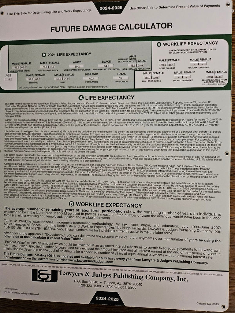 2024-2025 Future Damage and Present Value Calculator